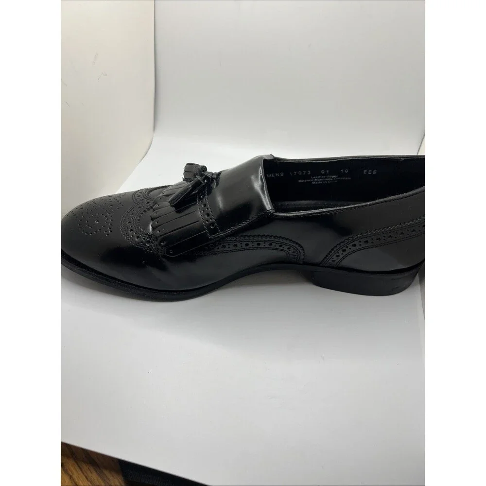 Men's 10 EEE X-Wide Florsheim Lexington black wingtip loafers dress shoes 17073